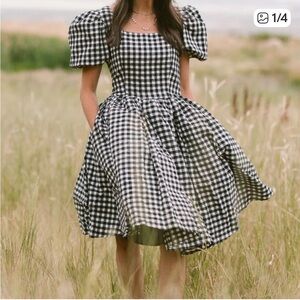 Ivy City Co Black and White Gingham Dress